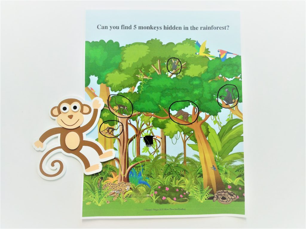 spider monkey lesson for 1st grade | spider monkey hidden picture worksheet